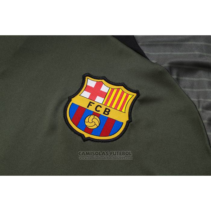 Fato de Treino Barcelona Manga Curta 2023-2024 Verde Oscuro - Calcas Curta